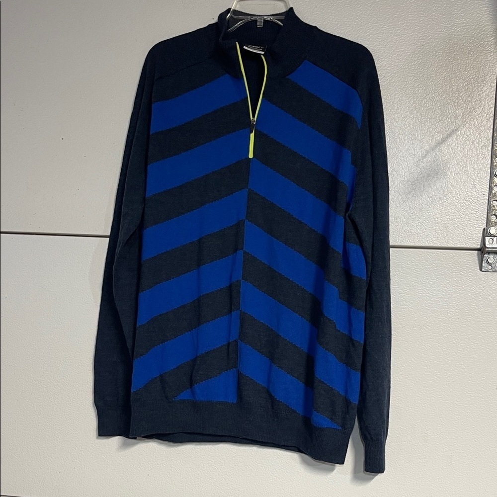 NIKE GOLF MENS MERINO WOOL PULLOVER QUARTER ZIP SWEATER BLUE BLACK XXL